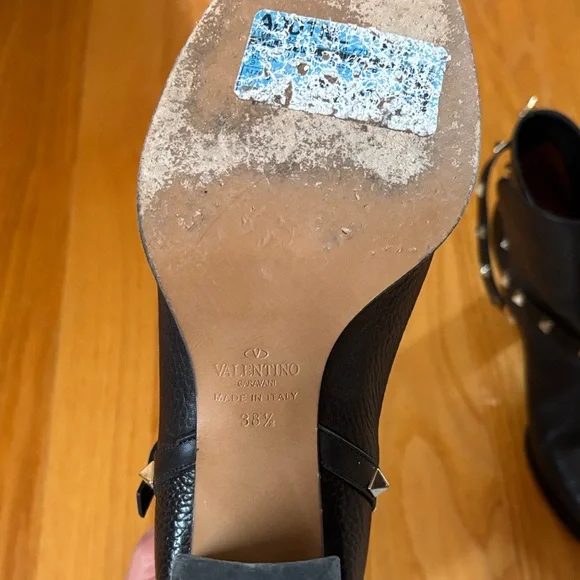 Valentino Studded Black Ankle Boots - Picture 7 of 8